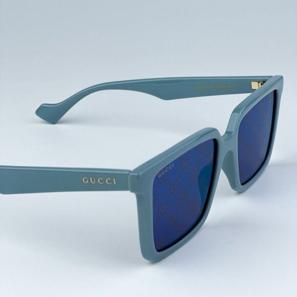 NEW Gucci GG1540S 003 Light Blue Violet Logo Mirrored Men Square 55mm Sunglasses - Picture 8 of 10